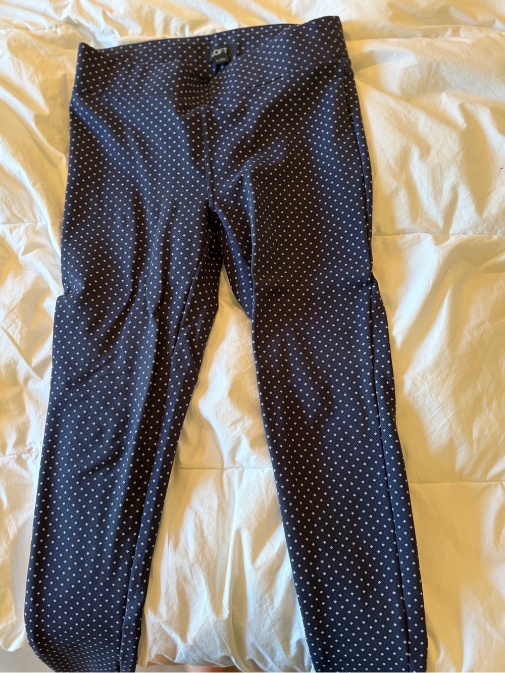 LOFT Navy Blue Polka Dot Leggings